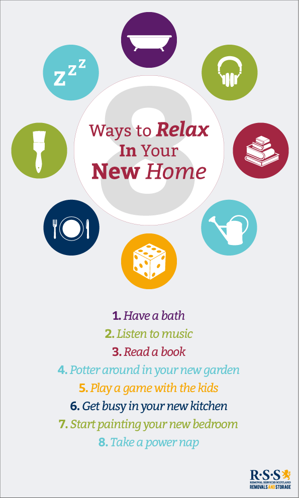 How to relax in a new home infographic