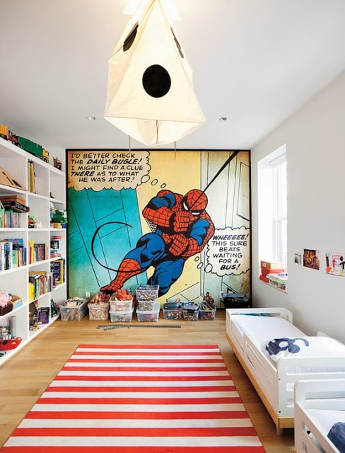 Spiderman mural on childs bedroom wall