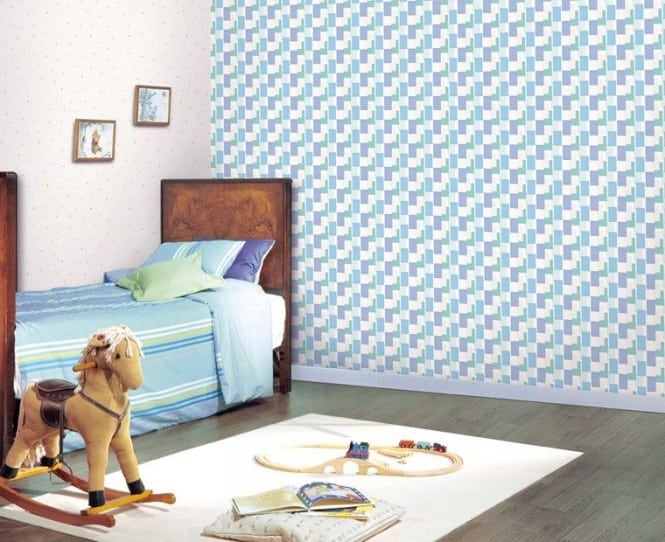 Boys bedroom with blue and white colour