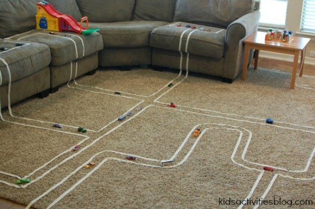 Race track on living room floor